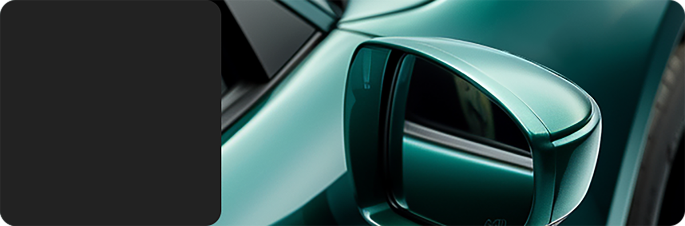 Car side mirror showing smooth surface and delicate texture.